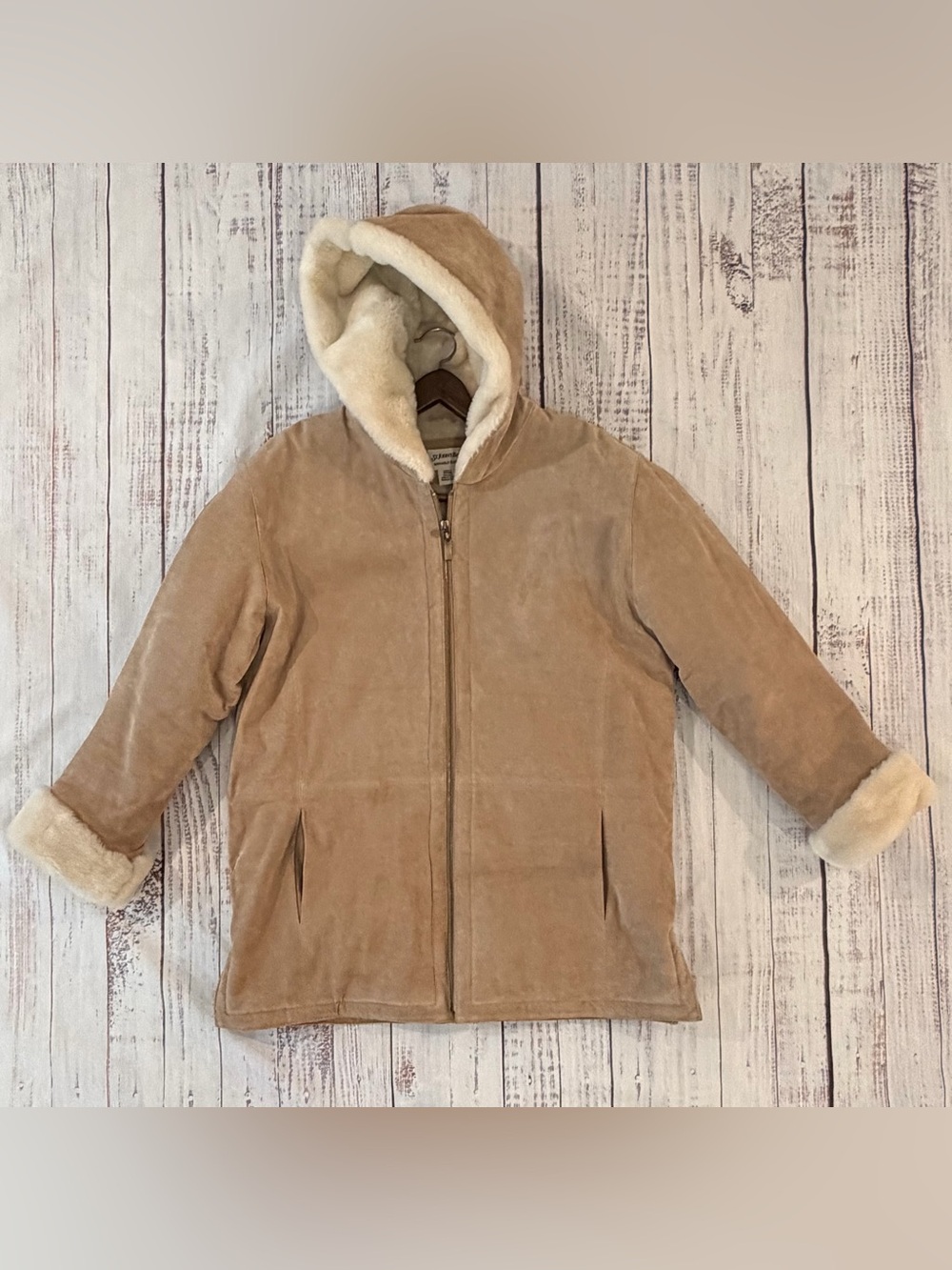 Vintage St. John's Bay Washable Suede 100% Leather Heavy Coat Women L.